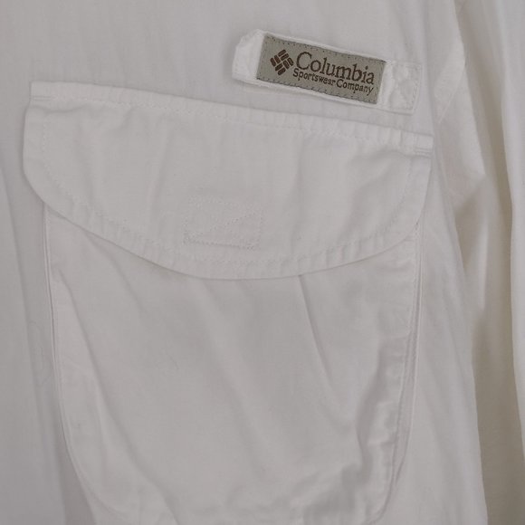 Columbia Fishing Caped Vented Front Pockets White Short Sleeve Button Up Shirt - Picture 3 of 7